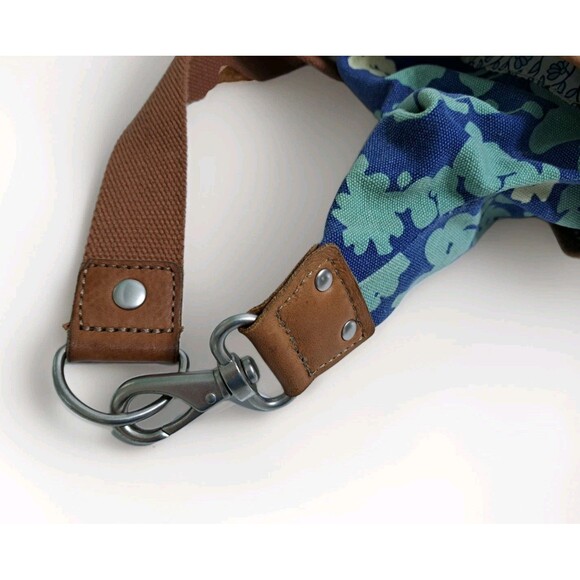 Vintage Key Per FOSSIL Large Floral Duffle Bag Weekender Travel Tote Bag Blue - Picture 7 of 13